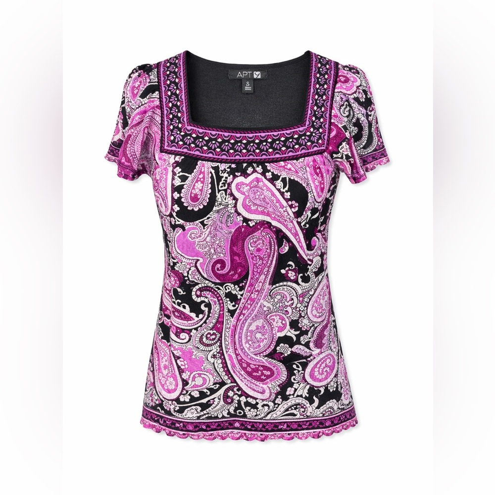 APT 9 Y2K Purple Paisley Boho Square Neck‎ Top Fairycore Cottagecore-Small